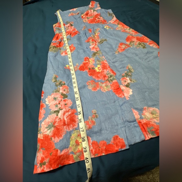Joules Lisia Women’s 8 Sleeveless Button Down Blue Floral Lined Dress Flax Linen - Picture 15 of 15